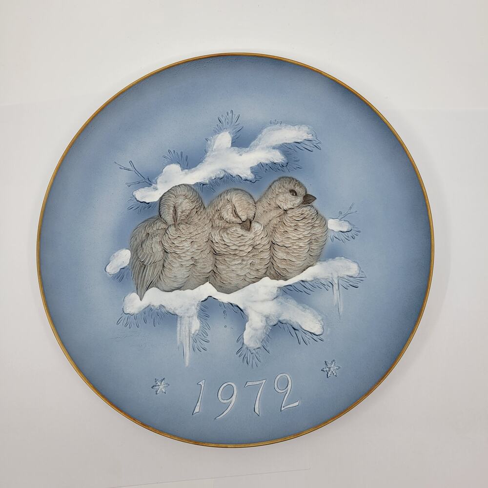 Vtg Hutschenreuther Wallace Collector Plate 1972 Safe Together 3 sparrow Birds